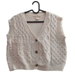 Jessica Simpson Cream Cable Knit Cardigan Vest Size Medium